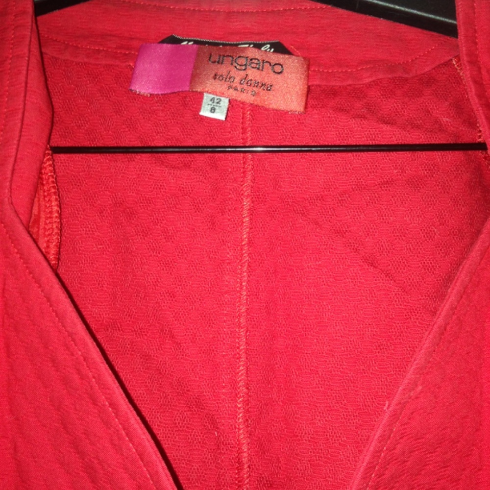 VINTAGE 80s 90s Ungaro Red Short Sleeve Suit Jacket - Picture 7 of 8